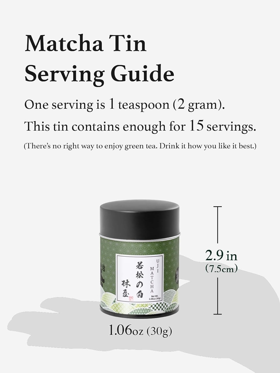 HAYASHIYA Matcha Powder - Wakamatsu - Kyoto Uji Ceremonial Grade, First Harvest Authentic Japanese Matcha Green Tea Powder (30g / 1.06oz)