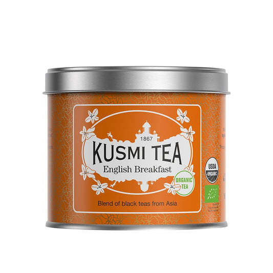 Kusmi Tea - English Breakfast Organic - Ceylon & Assam Black Tea - Smooth, Flavourful, Robust, Caffeinated - Loose Leaf - Tin Box of 3.5 oz