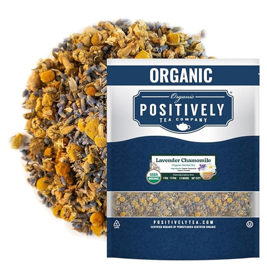 Organic Positively Tea Company, Lavender Chamomile, Herbal Tea, Loose Leaf, 16 Ounce