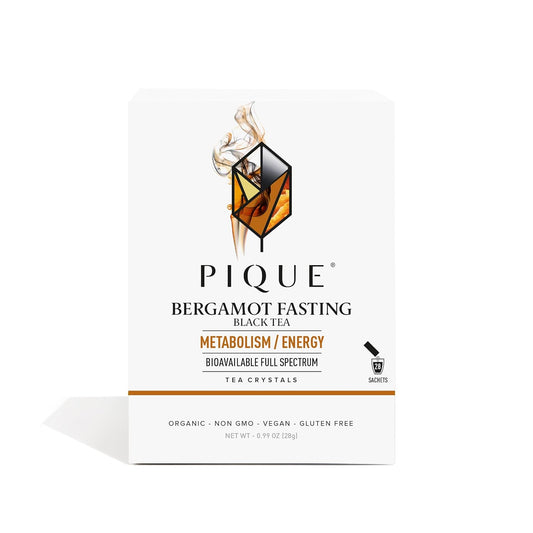 Pique Bergamot Black Tea Crystals - Support Healthy Digestion and Metabolism, High Caffeine Fasting Tea for Energy - 28 Single Serve Sticks