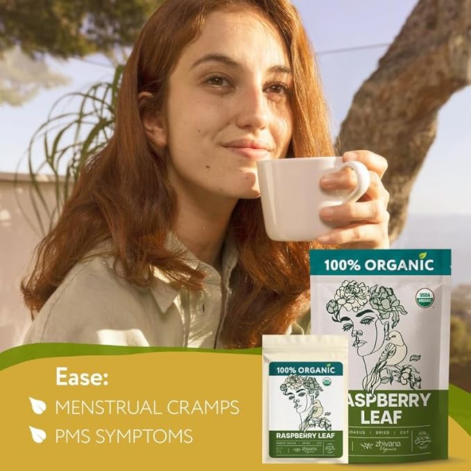 Zhivana Organics Red Raspberry Leaf Tea – Organic Loose Leaves, 2oz