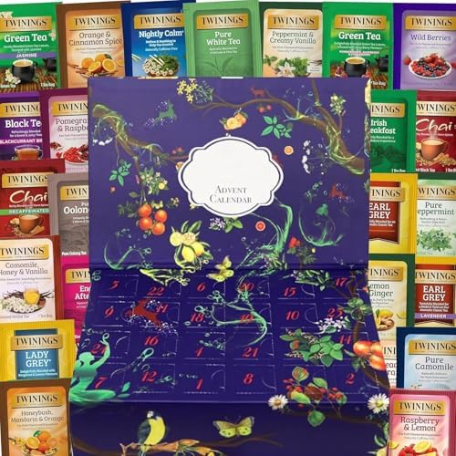 Twinings Gift Advent Calendar, Tea Bags Sampler Assortment, Variety Pack (24 Count) 24 Different Flavours for Tea Lovers: Her, Him, Women, Men, Couples, Family, Friends, Coworkers