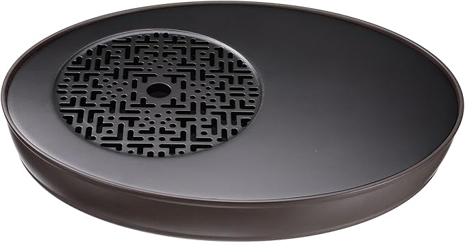 HARFINGTON Bamboo Chinese Gong Fu Tea Tray 13.8" Oval Classic Tea Tray Bamboo Tea Table Furniture Vintage Tea with Water Storage Box for Drinking Tea Brown