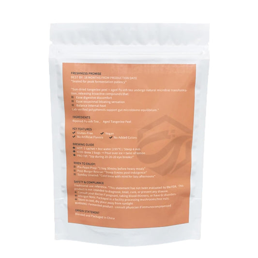 Tangerine Peel Puerh Tea Bags - Chenpi &amp; Puer Herbal Blend for Digestive Aid &amp; Wellness, Ripe fermented Tea with Natural Mandarin Aroma, Traditional Chinese Tea 2.12oz 20 Bags, AeroMind CloudTrade