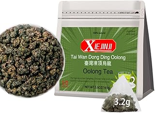 XIEJINJI Premium Oolong Tea, Taiwan Dongding Oolong TeaBags, 3.2g x 50 Count, High Mountain Tea, No Sugar & No Additives, Low-Caffeine, Eco-Conscious Tea Bags, Resealable Bag
