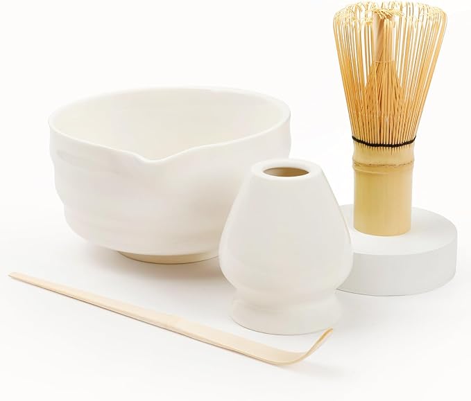 Authentic Japanese Matcha Ceremony Set - 17oz Traditional Chawan Bowl with Bamboo Whisk (Chasen), Scoop & Stand - Complete Starter Kit for Beginners