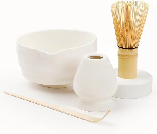 Authentic Japanese Matcha Ceremony Set - 17oz Traditional Chawan Bowl with Bamboo Whisk (Chasen), Scoop & Stand - Complete Starter Kit for Beginners