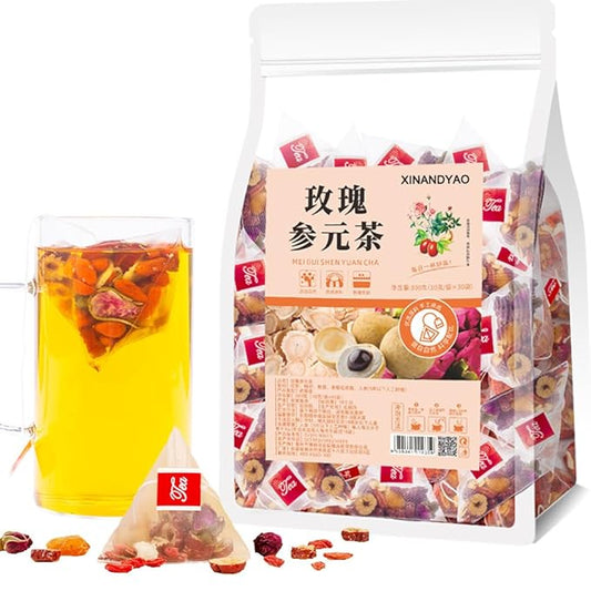 30Bags Rose Ginseng Tea Bags,Combination Of Floral Tea Beauty And Beauty Conditioning Health Holiday Scented Tea 10.58OZ Festival Gift