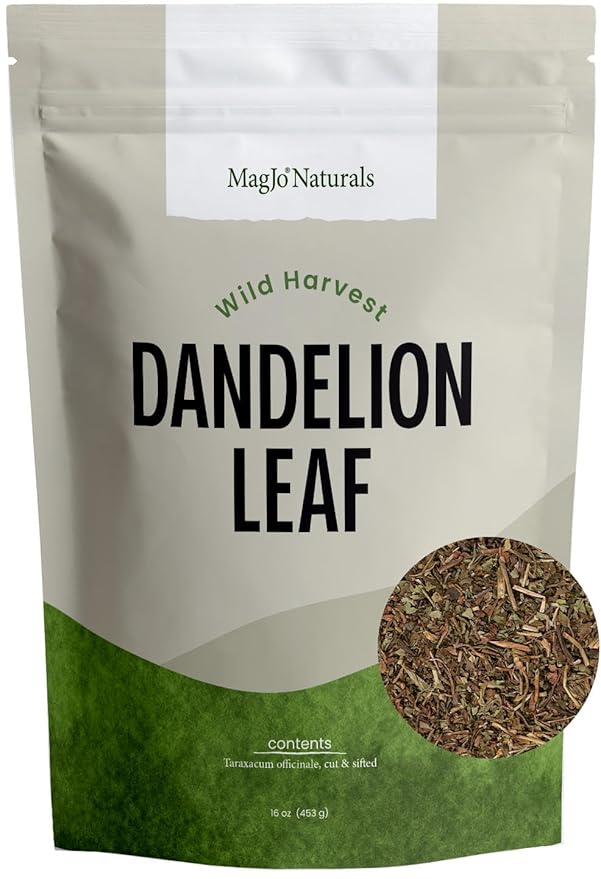 MagJo Naturals Wild-Harvest Dandelion Leaf (16 ounces) Cut & Sifted, Non-irradiated, Taraxacum officinale, Bulk 1 Pound, herbal infusion