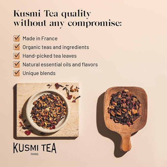 Kusmi Tea Sweet Break - 3.5 oz Loose Tea Tin - Organic Herbal Tea with Hibiscus, Red Berry & Hints of Cookie - Caffeine Free - Enjoy Hot or Iced