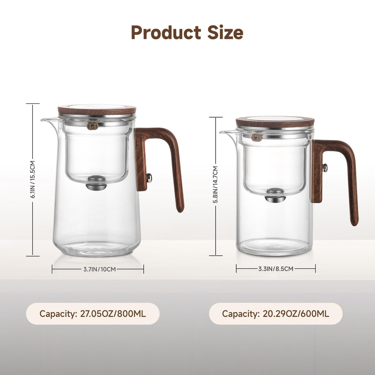 GrowCube Enchanti Tea Pot, Magic Glass Teapot with Strainer,Magnetic Water Separation with Infuser -800ML/27.01oz
