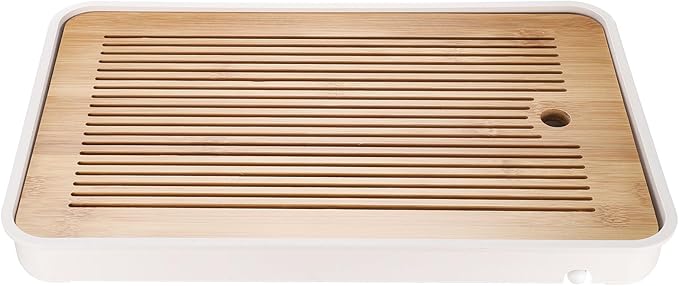 HARFINGTON Bamboo Chinese Gong Fu Tea Tray 14.2" Classic Tea Tray Bamboo Tea Table Furniture Vintage