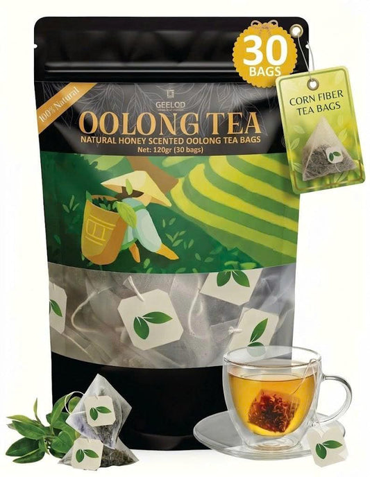 GEELOD 100% Pure Oolong Tea Bags -Premium Whole Leaf Honey Aroma in Corn Fiber Bag