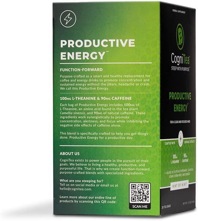 CogniTea 2 pack Deep Sleep Tea 2mg Melatonin Tea & and 50mg L-Theanine and Productive Energy Tea - Enhanced Focus & Energy with 100mg L-Theanine