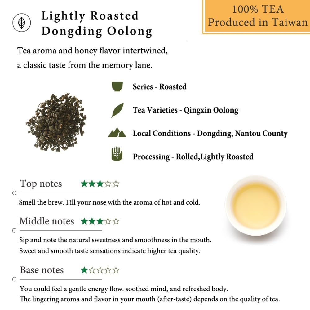 Jing Sheng Yu Lightly Roasted Dongding Oolong Tea bags,15 Total Tea Bags(Pack of 1)
