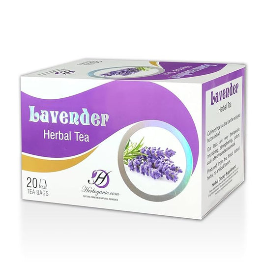 HERBOGANIC Lavender Herbal Tea - Relaxation and Delicate Aroma | Soothing and Refreshing Blend | Natural Ingredients | 20 Tea Bags