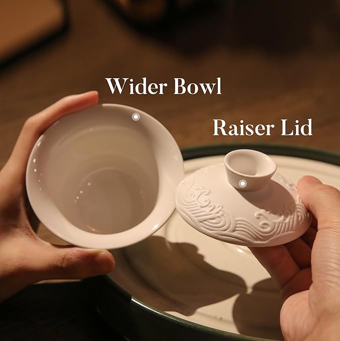 Ceramic Chinese Gongfu Tea Set, Relief Texture, Smooth Glaze, Gaiwan Tea Set for Adults, Suitable for 1-2 People, Home, Travel, Gift for Tea Lovers