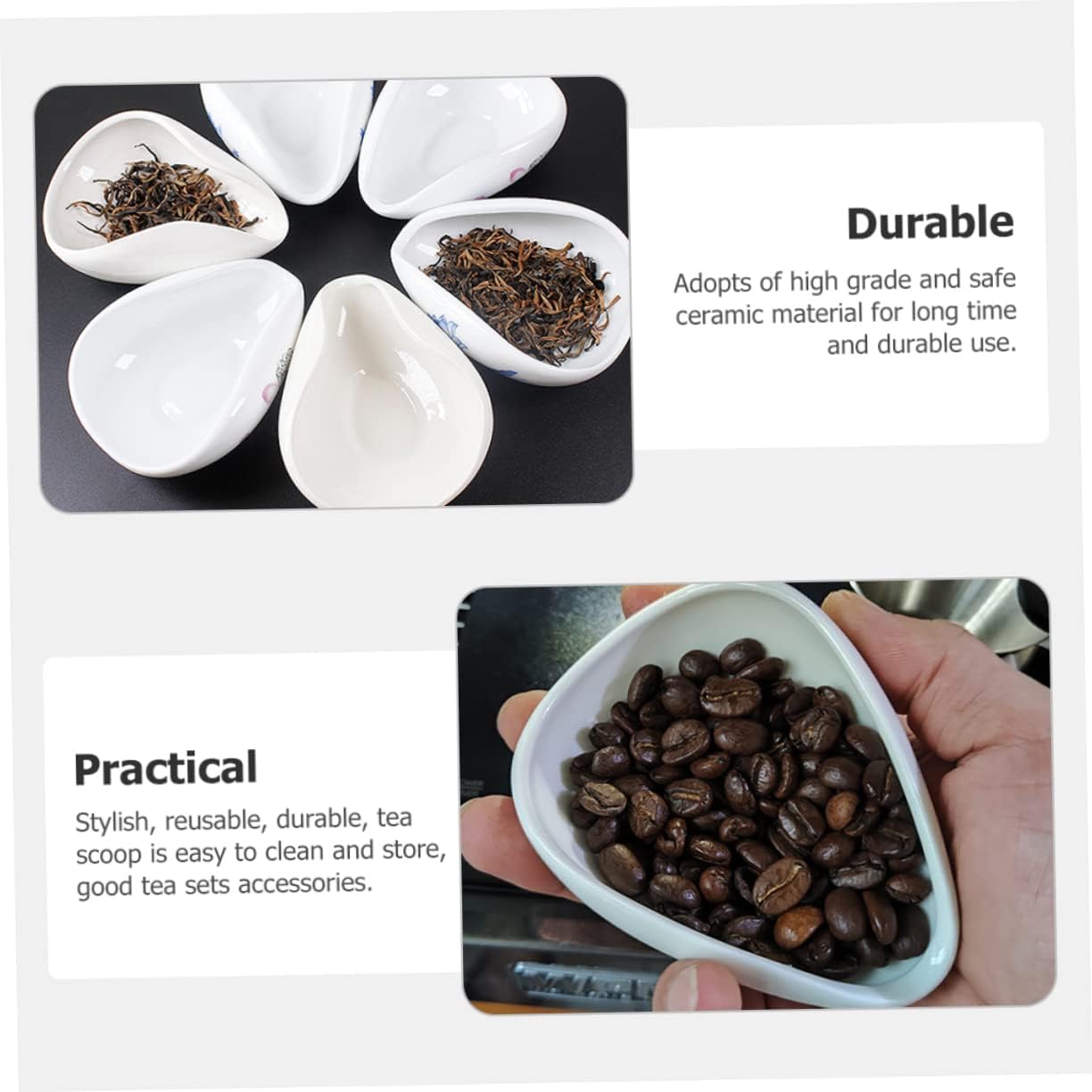 Ceramic Tea Leaf Holder Plate Porcelain Cha Tray for Loose Leaf Storage and Display Scoop Accessory with Needle for Home Office Teahouse Restaurant 3.93 X 2.95 X 1.18 in