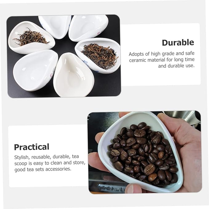 Ceramic Tea Leaves Holder Plate 3.93X2.95 Inch Loose Tea Leaf Storage Tray Coffee Bean Display Dish for Gongfu Ceremony Home Office Use