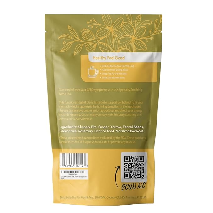 GERD Relief Herbal Tea: 8-Digestive Herb Blend, Natural Acid Reflux & Heartburn Aid, Pre/Post Meal Support, 3oz with 35 Bags