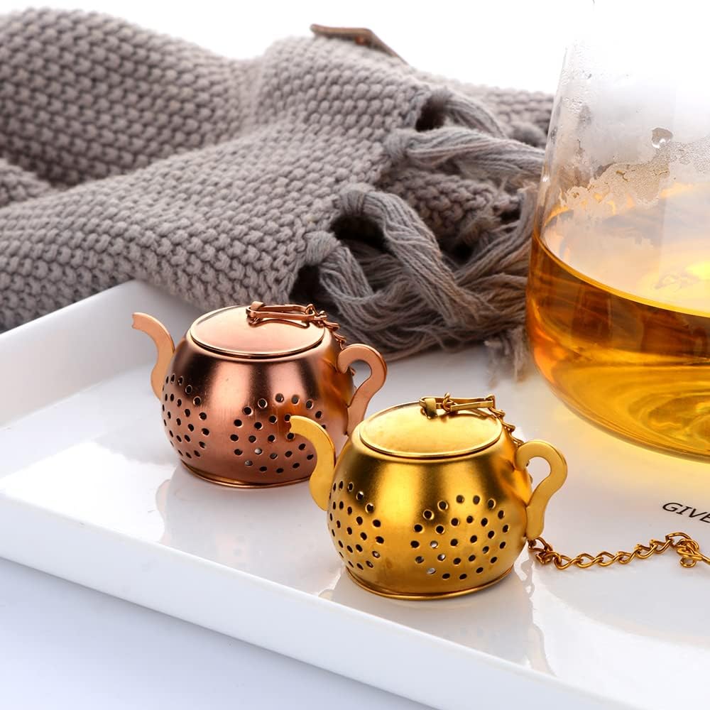 3 Pack Tea Infuser For Loose Tea Stainless Steel Reusable Strainer Filters Ball Metal Tea Diffusers for Loose Tea Rainbow Gold