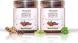 Amrita Naturals Hridya Shakti Herbal Tea Arjun Bark Instant Blend 250g x 2 Pack Caffeine Free Vegan Gluten Free No Artificial Additives Natural Plant Based Herbal Tea Powder