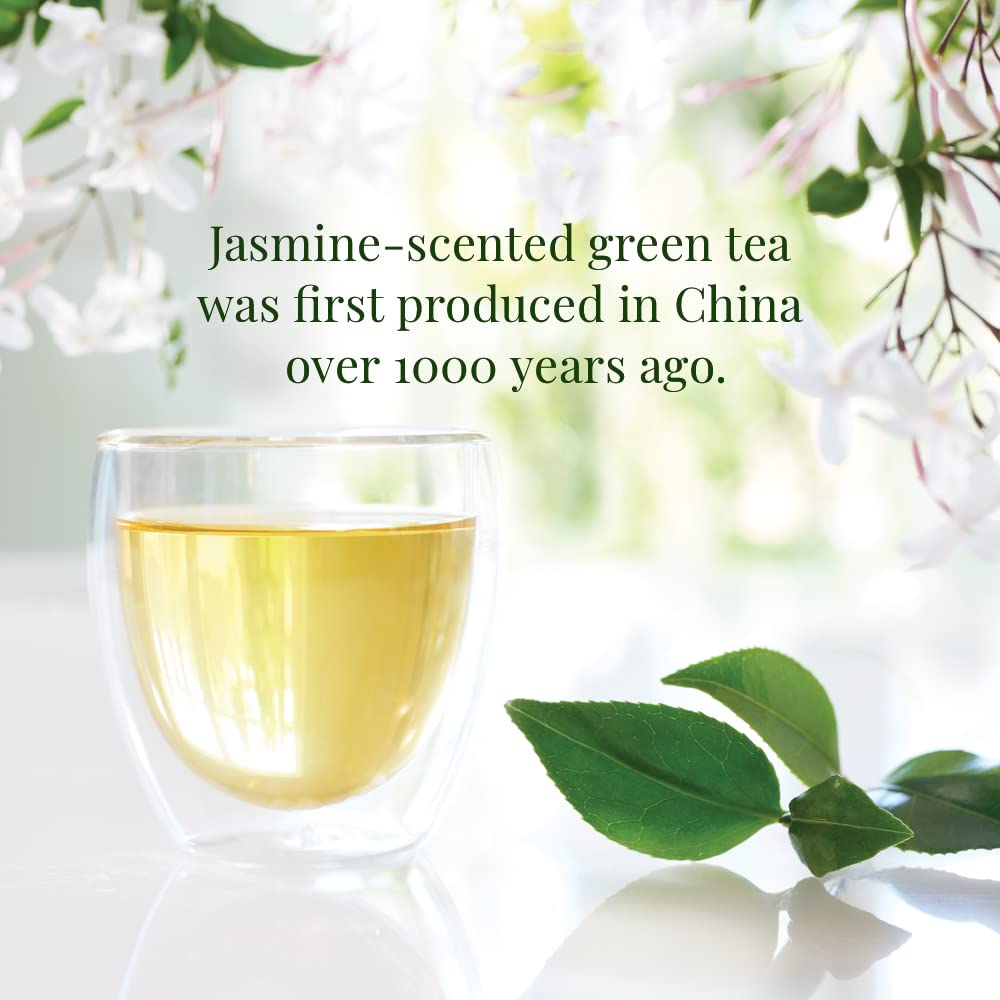 The Republic of Tea Organic Jasmine Green Tea, Low Caffeine, 50 Count | A gentle cup for everyday sipping. Fresh with light vegetal notes. USDA Organic and Gluten Free.