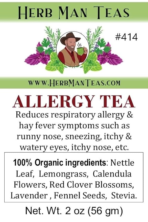ALLERGY TEA – Herbal blend for seasonal irritation: sneezing, runny nose & itchy eyes – Formulated by Master herbalist Khabir – 100% Organic, Non-GMO, No Additives