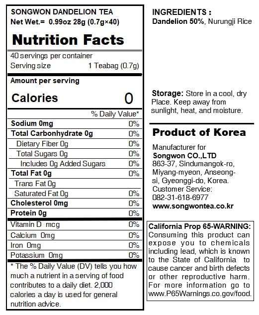 Songwon Dandelion Tea 28g 40T Bags