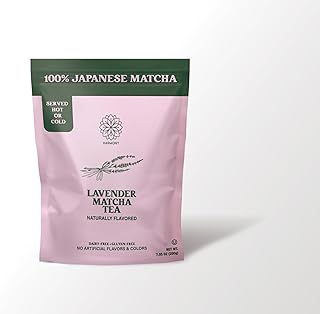 The Harmony Matcha Lavender (7.05oz Bag - 20 Servings) Premium Japanese Matcha Powder, Rich in Antioxidants & L-Theanine, Sweetened with Organic Sugar, No Preservatives