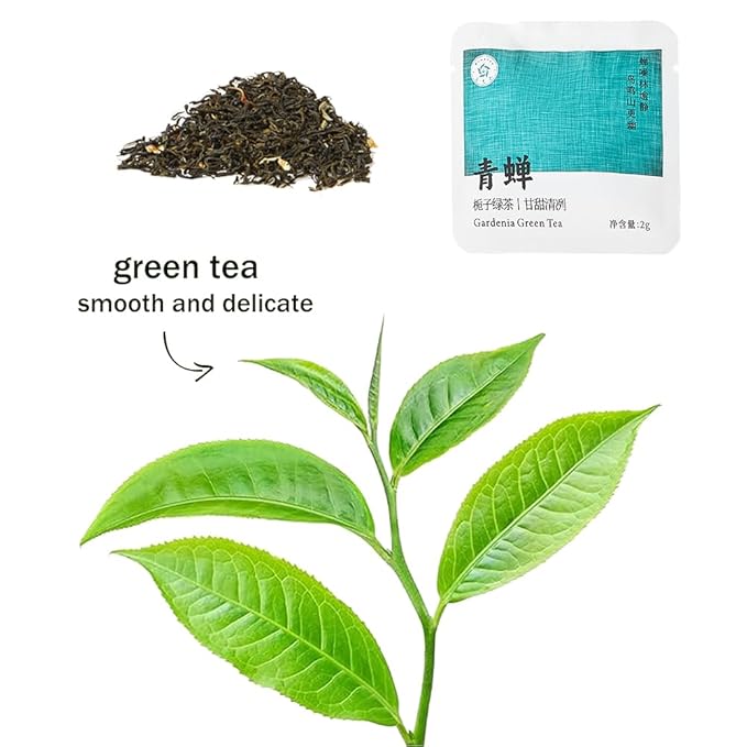 RIANTEA Organic Gardenia Green Tea Bags, Cold & Hot Brew Sencha Tea, Naturally Sugar Free Low Caffeine Teabag, Premium Original Leafy Green Tea Pods