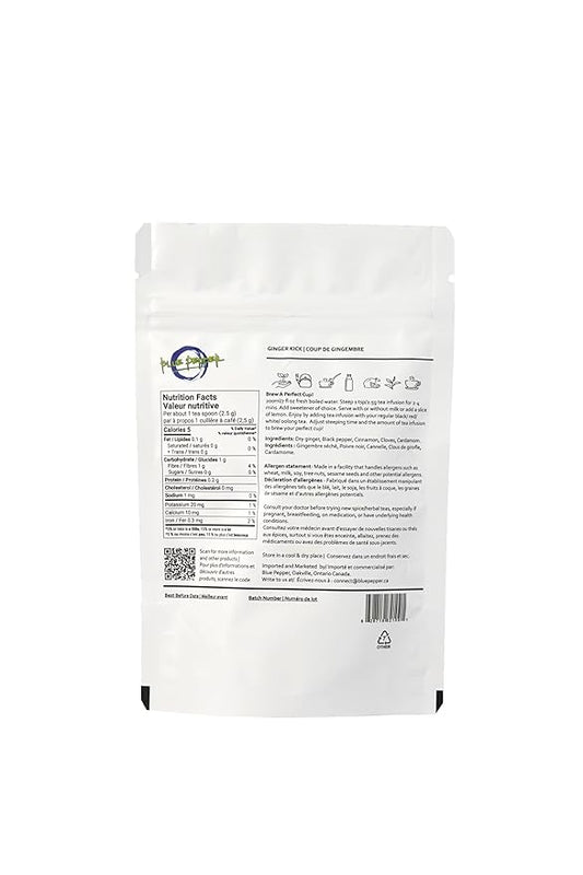 Blue Pepper Ginger Kick Tea Infusion Blend - Premium Ginger Kick Tea - All-Natural Ingredients, No Artificial Flavors - No Added Sugar - Caffeine Free