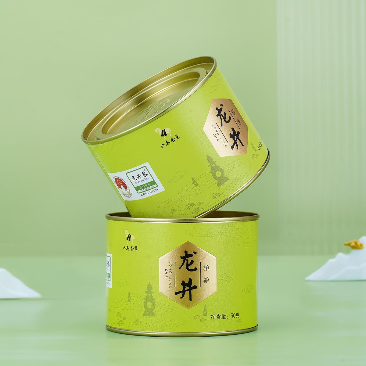 BAMATEA Longjing Dragonwell Loose Leaf Green Tea, 50g (1.76oz) | Traditional Chinese Tea Region, Flat Whole Tea Leaves, Smooth Chestnut Flavor, Multiple Infusions, Fresh Resealable Tea Tin