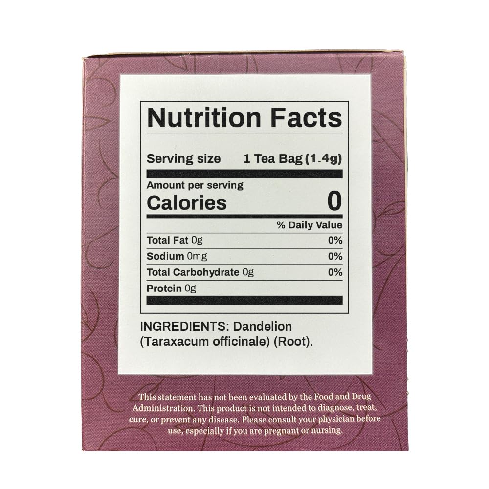 Organic Positively Botanicals Company, Dandelion Root Herbal Tea Bags, 20 Count