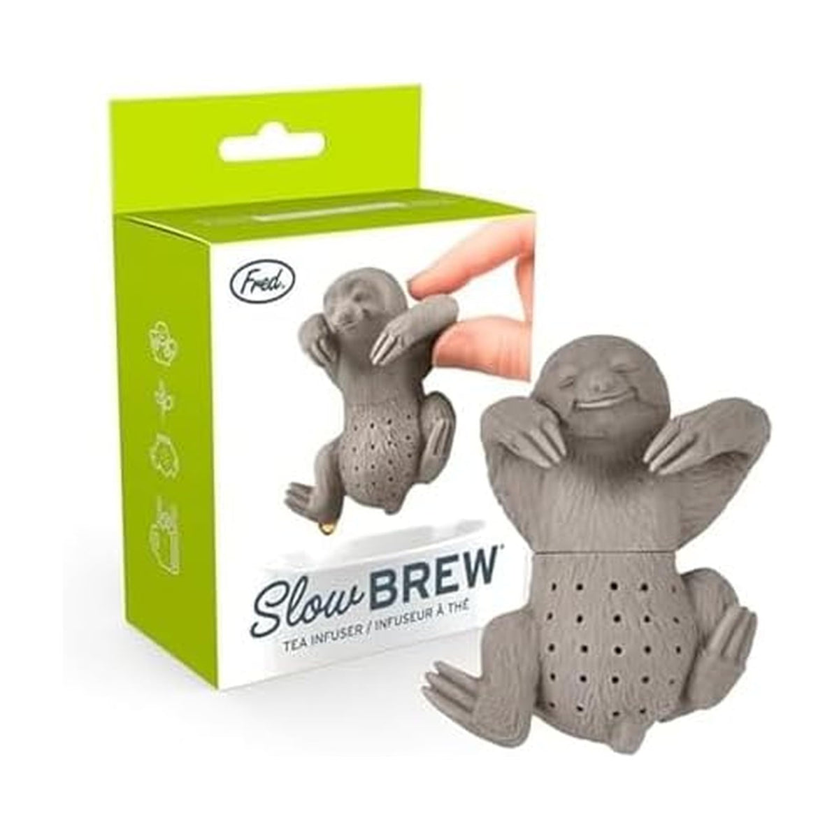 Fred & Friends Genuine Fred, SLOW BREW, Sloth Resuable Silicone Tea Infuser, Gray, Fun Gift for Tea Lovers, Clever Kitchen