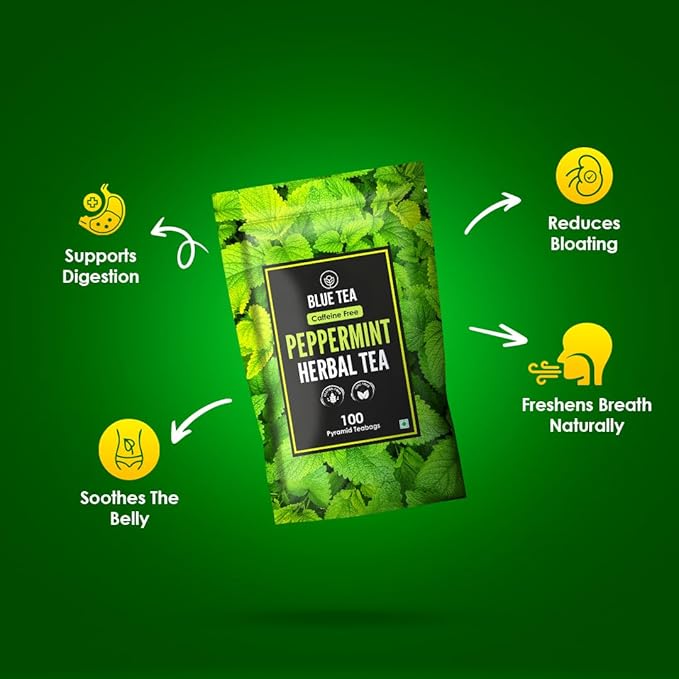 Blue TEA - Peppermint Tea - 100 Count - Plant Based Tea Bag, Black Deals Friday 2025, Supports Digestion, Antioxidant Rich