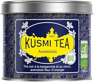 Kusmi Tea - Anastasia - Organic Black Tea with Bergamot & Lemon - Flavored with Orange Blossom - Caffeinated Tea - Inspired by the Iconic Earl Grey Tea- Loose Leaf Tea - Tin Box of 3.5 oz