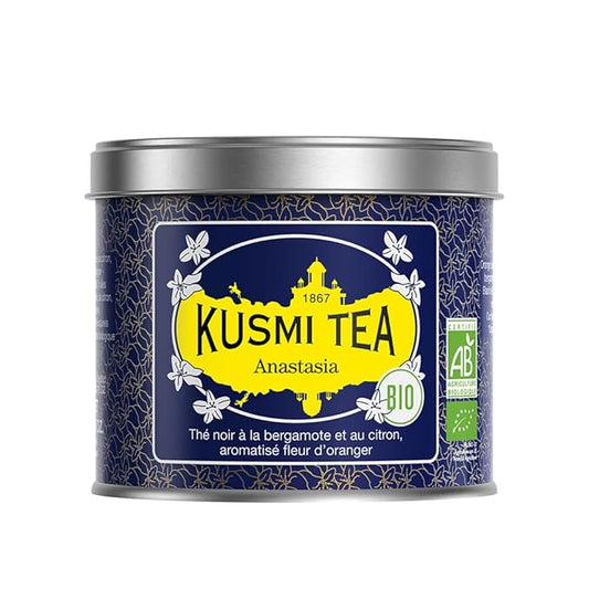 Kusmi Tea - Anastasia - Organic Black Tea with Bergamot & Lemon - Flavored with Orange Blossom - Caffeinated Tea - Inspired by the Iconic Earl Grey Tea- Loose Leaf Tea - Tin Box of 3.5 oz