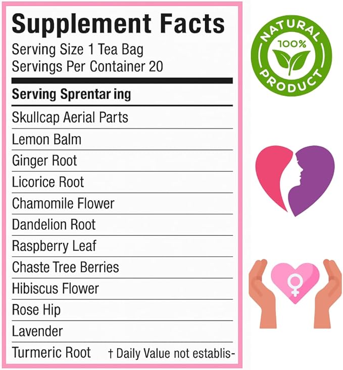 Secrets of Tea Herbal Tea – Herbal Caffeine-Free Blend for Women – Natural Support for Monthly Comfort, Relaxation & Balance – 20 Sachets