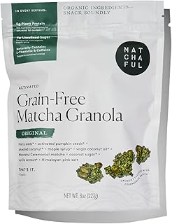 Matchaful - Original Matcha Granola - Activated, Grain Free, Organic Ingredients - Vegan, No Refined Sugar, No GMO - Gluten Free Granola Mixed with our Hikari Single Origin Matcha - 8oz Bag