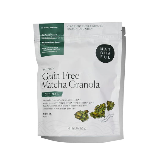 Matchaful - Original Matcha Granola - Activated - Vegan - 8oz Bag | Grain Free, Organic Ingredients - No Refined Sugar, No GMO - Gluten Free Granola Mixed w/our Hikari Single Origin Matcha