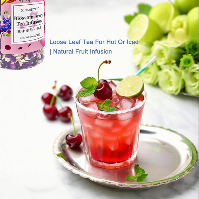 Tropical Flavor Fusion Fruit Tea, Fruity & Refreshing Herbal Tea |Peach,Hibiscus,Pineapple,Blackcurrant,Rose,Caffeine-FreeTea | 30+ Cups | Hot or Iced | Premium Quality, Woman-Owned | Loose Leaf Tea 7oz