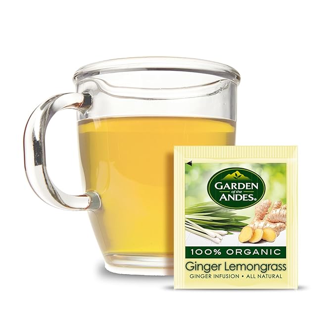 Garden of the Andes - Organic Ginger Lemongrass Tea - 20 Tea Bags/Box, Pack of 6 (120 ct.) - Caffeine-Free Herbal Infusion