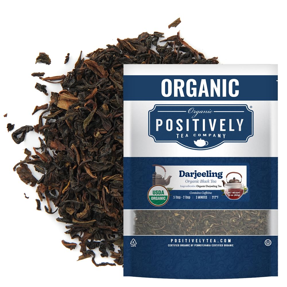 Organic Positively Tea Company Positively Tea, Organic Darjeeling Black Tea, Loose Leaf, 16 Ounce