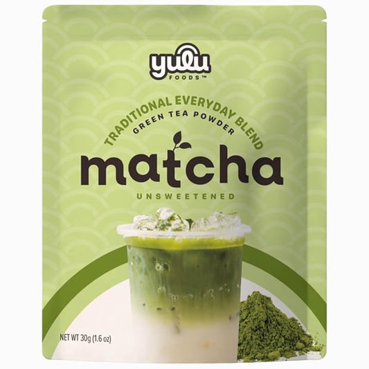 YULU FOODS Everyday Blend Matcha Powder (1.06 oz / 30 g) | Shade-Grown Japanese Green Tea Powder for Hot or Iced Lattes | Smooth Texture | Low Caffeine | Café-Quality
