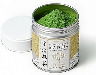 Ceremonial Grade Matcha Powder AA 1.06oz Tin, Japanese JAS Certified Organic, Antioxidant Rich with Caffeine & L-Theanine for Focus & Relaxation, Kosher Non-GMO Green Tea(1.06oz, Uji Organic)