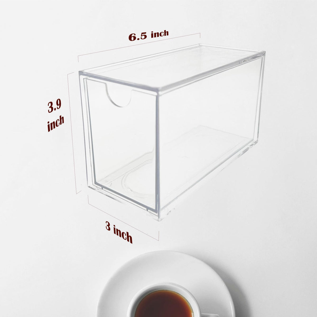 AZEZO 4-Pack Tea Bag Drawers Organizer - 4 Clear Plastic Drawer Tea Bag Holder; Stackable & Portable; Wider Size