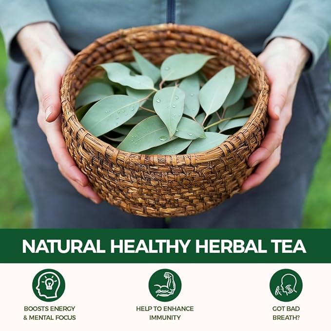 Natural Eucalyptus Tea 140g.100% natural ingredients Eucalyptus Herbal tea bags.Additive-Free • Caffeine-Free • Sugar-Free • Vegan