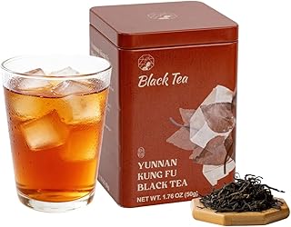 Chayan Yunnan Kung Fu Black Tea Loose Leaf, Authentic Smooth & Rich Ancient Chinese Tea, Premium Loose Leaf Black Tea for Morning Energy, Fast Hot Brew or 8-Min Cold Brew, 1.76 oz (50g) Tin