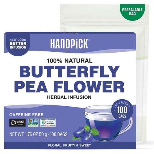 HANDPICK Butterfly Pea Flower Tea (100 Count)Quality Dried Flowers